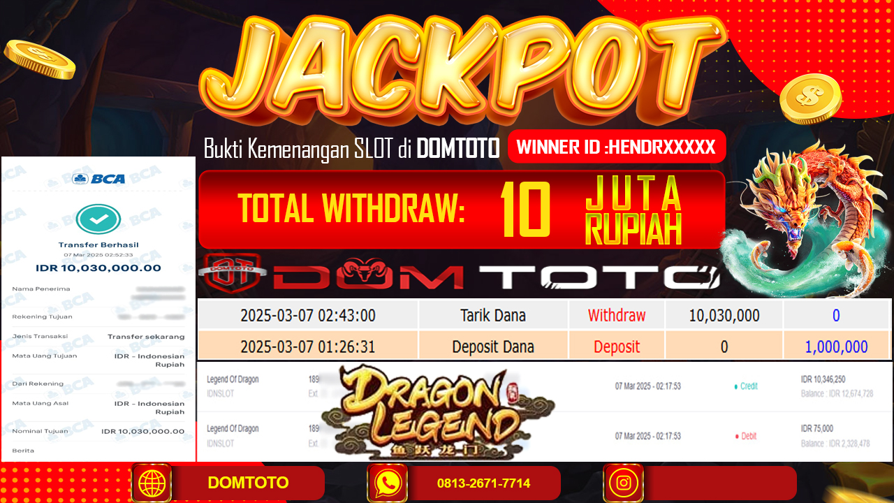 JACKPOT SLOT LEGEND OF DRAGON  07 MARET 2025